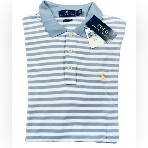 NWT Polo by Ralph Lauren Men’s Yellow Pony Striped Classic Fit Polo Shirt - Picture 4 of 9